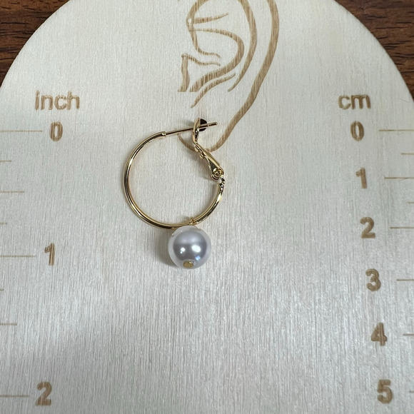 Earrings Golden Huggie Hoop with Charms Fashion Pearl Drop Dangle Earrings Royal - Picture 3 of 11